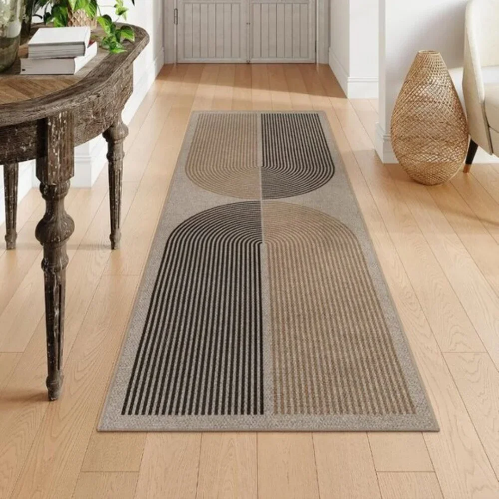 New 2x6 Modern Rainbow Jute Rug, Washable Non-Slip Runner for Kitchen & Hallway